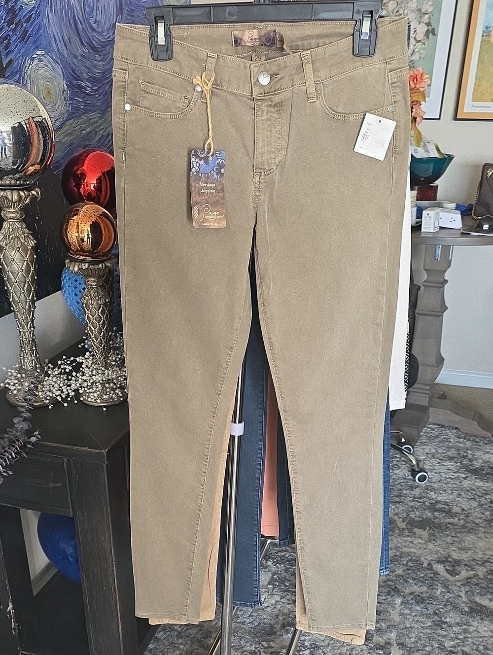 PAIGE Slim Skinny Jeans in Light Olive